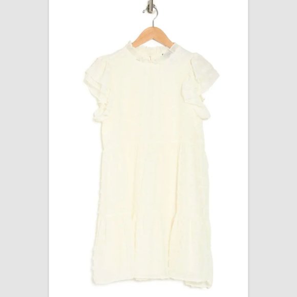 LOVE BY DESIGN Women's Kelsey Chiffon Mini Swiss Dot Dress Size S - White NWT - Picture 5 of 5